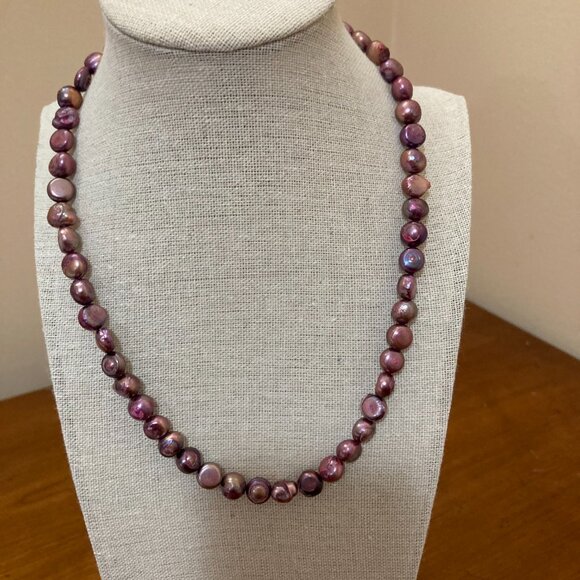 18" Fresh Water Pearl Baroque Necklace 7-8mm Toggle Clasp - Picture 2 of 6